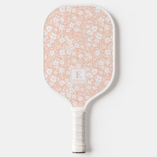 Sinaasappel Bloemige Pickleball Paddle Monogram