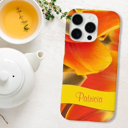 Sinaasappel Bloemige Tulp Bloemblaadjes Aangepaste Case-Mate iPhone Case