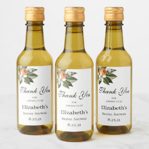 Sinaasappel blossom citrus greenery mini wine wijn etiket