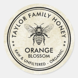  sinaasappel Blossom honinglabel met honingbij Ronde Sticker