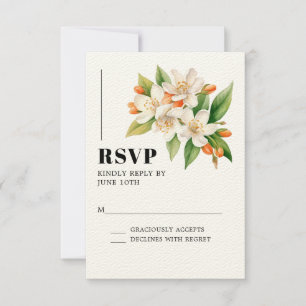 Sinaasappel Blossom & Jasmijn Blooms Bruiloft RSVP Kaartje