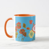 Sinaasappel Blue Shabby Poppy Poppies Waterverf Mo Mok (Links)