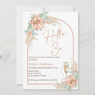 Sinaasappel Boho Cactus 30e uitnodiging van de Bir