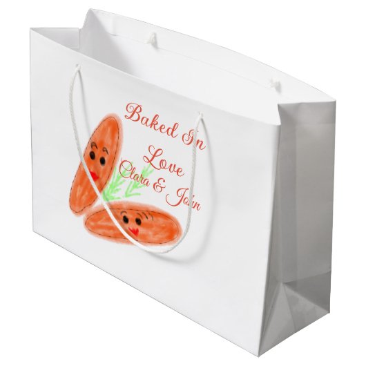 Sinaasappel broodpaar emoji gebakken in liefde Voe Groot Cadeauzakje (Achterkant Gekanteld)