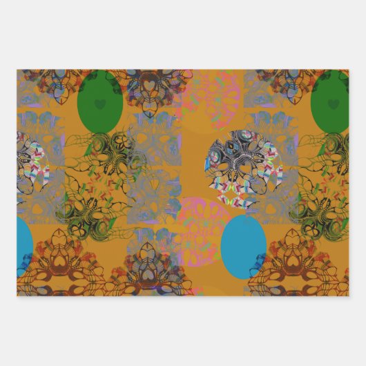 Sinaasappel Bruin Blauw Groen Verpakkend Document Inpakpapier Vel (Voorkant 2)