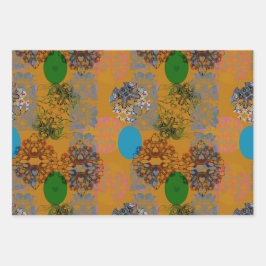 Sinaasappel Bruin Blauw Groen Verpakkend Document  Inpakpapier Vel