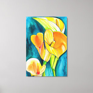 Sinaasappel Calla lelie bloem waterverf kunst Canvas Afdruk
