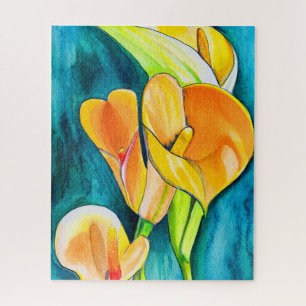 Sinaasappel Calla lelie bloem waterverf kunst Legpuzzel