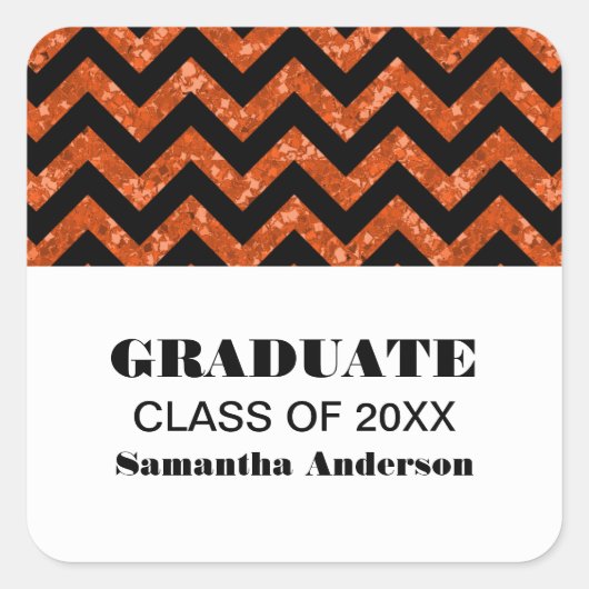 Sinaasappel Chevron Glitter Afstuderen Stickers (Voorkant)
