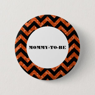 Sinaasappel Chevron Glitter Baby shower Button