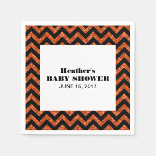 Sinaasappel Chevron Glitter Baby shower Napkins Servetten