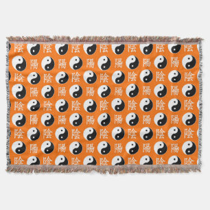 Sinaasappel Chinees Yin Yang-patroon Deken
