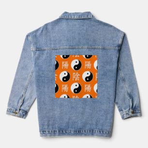 Sinaasappel Chinees Yin Yang Patroon Denim Jacket
