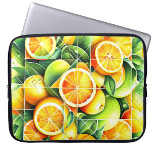 Sinaasappel Citroen Botanische Citroen Geometrisch Laptop Sleeve