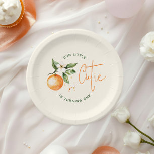 Sinaasappel Citrus Kleine Moppie Verjaardagsfeest  Papieren Bordje