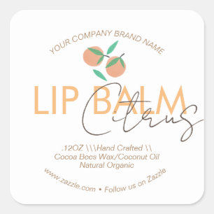 Sinaasappel Citrus Lip Balm Zakelijke Verpakking   Vierkante Sticker