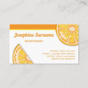 Sinaasappel citrus vruchtschijfjes diëtist voeding visitekaartje