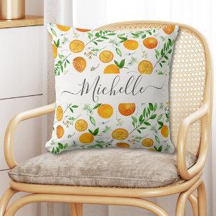 Sinaasappel citrus zomer bloem botanisch patroon kussen