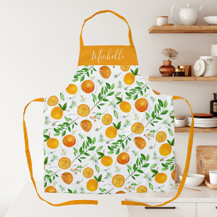 Sinaasappel citrus zomer bloem botanisch patroon schort