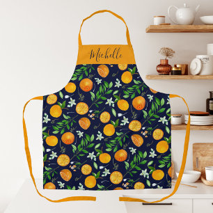Sinaasappel citrus zomer bloem botanisch patroon schort