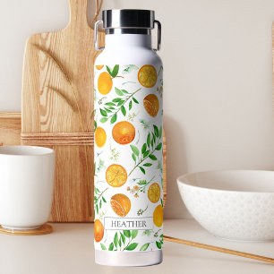 Sinaasappel citrus zomer bloem botanisch patroon waterfles
