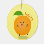 Sinaasappel citrusvruchten die met klauterdansen keramisch ornament (Links)