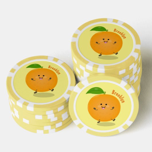 Sinaasappel citrusvruchten die met klauterdansen poker chips