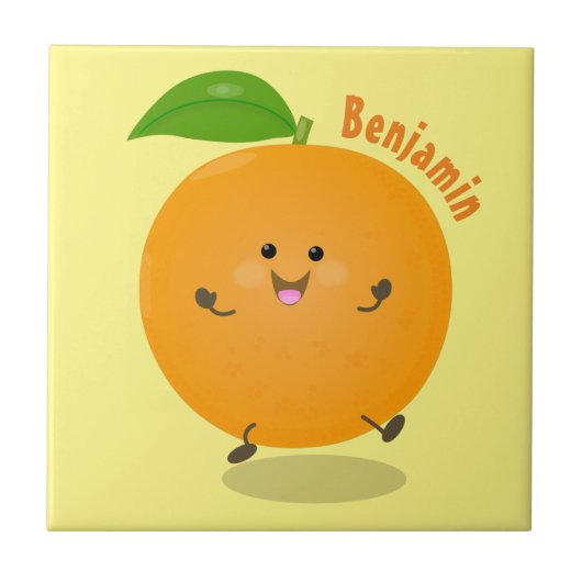 Sinaasappel citrusvruchten die met klauterdansen tegeltje (Voorkant)