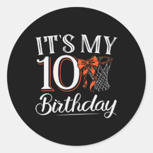 Sinaasappel Coquette Basketbal Het is mijn 10 jaar Ronde Sticker