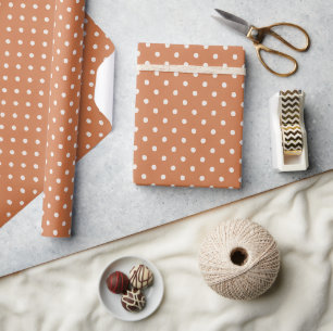 Sinaasappel Crème Stippen Verjaardag Cadeaupapier