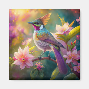 Sinaasappel Crested Rainbow Jay Fantasy Bird Magneet