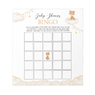 Sinaasappel Cute Fox Baby shower Bingo Notitieblok