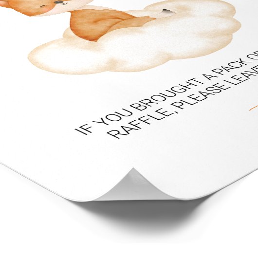 Sinaasappel Cute Fox Baby shower Diaper Raffle Pos Poster (Hoek)