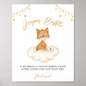 Sinaasappel Cute Fox Baby shower Diaper Raffle Pos Poster (Voorkant)