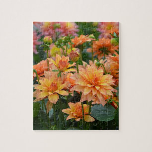 Sinaasappel dahlia bloementuin legpuzzel
