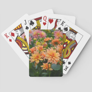 Sinaasappel dahlia bloementuin pokerkaarten