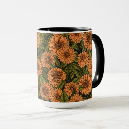 Sinaasappel Dahlia tuin Mok (Voorkant rechts)