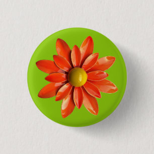 Sinaasappel Daisy Flower - Bloemen Zomer Cadeau De Ronde Button 3,2 Cm