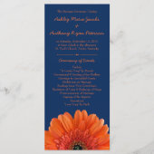 Sinaasappel Daisy Flower Navy Blue bruiloft progra Programma (Voorkant)