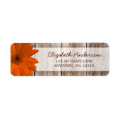 Sinaasappel Daisy Rustic Barn Wood Adresetiketten Etiket (Voorkant)