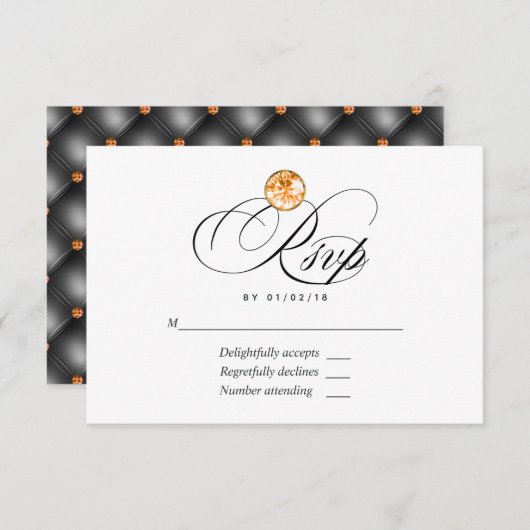 Sinaasappel Diamond Wedding RSVP Kaart (Voorkant / Achterkant)