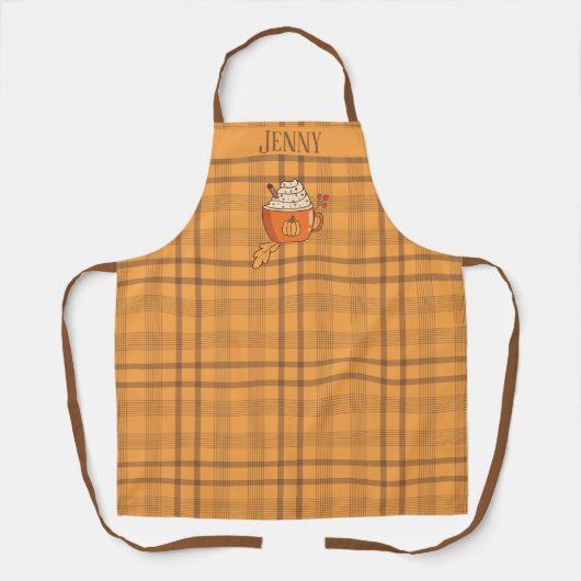 Sinaasappel Doodle Mok Bruin Oker Tartan Pattern S Schort (Voorkant)