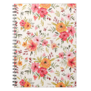 Sinaasappel Doodle Tuin Bloem Patroon Notitieboek