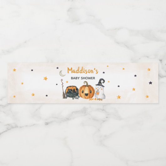 Sinaasappel Een Beetje Boe Baby Shower Waterfles Etiket (Enkel label)