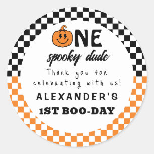 Sinaasappel Een Griezelige Kerel Halloween 1e Verj Ronde Sticker