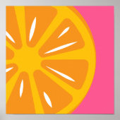 Sinaasappel Eenvoudig Heet Roze Modern Fruit Art P Poster (Voorkant)