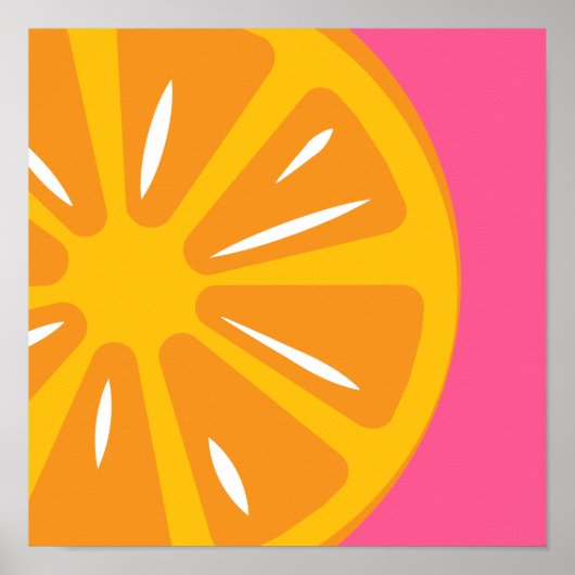 Sinaasappel Eenvoudig Heet Roze Modern Fruit Art P Poster (Voorkant)