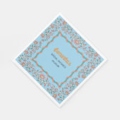 Sinaasappel en Aqua Blue Floral Vrijgezellenfeest Servet (Hoek)