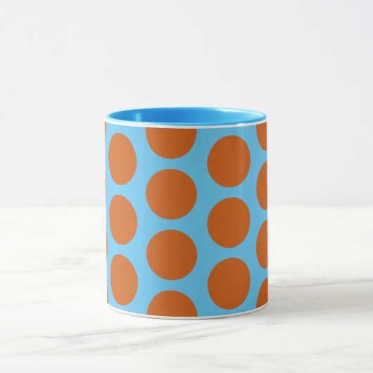 Sinaasappel en Aqua Blue Polka Dot Art Mok Cup (Midden)