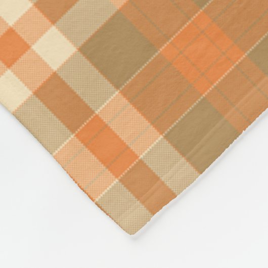 Sinaasappel en beige geruite fleece deken (Hoek)